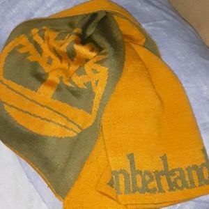 Reversible Gold and Olive Green Knit Hat and Scarf